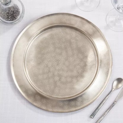 Set of 4 Aluminum Round Rim Charger Silver 13"