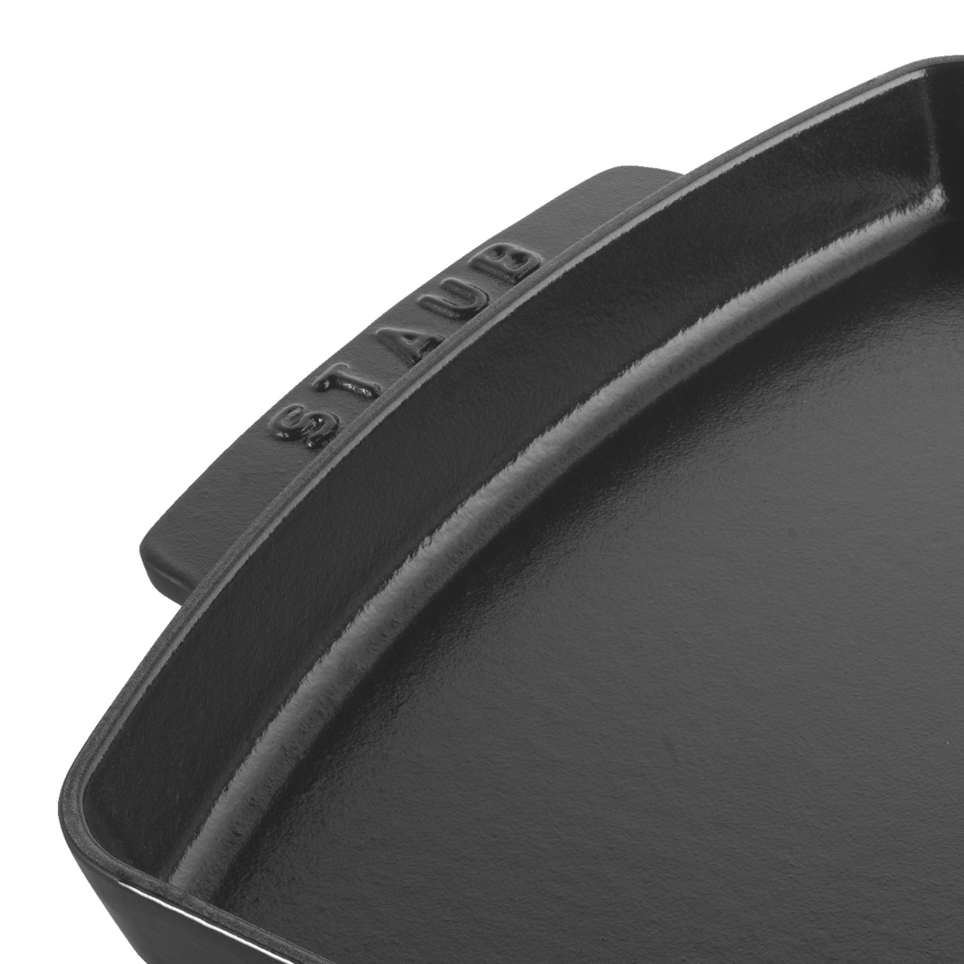 Rectangular Serving Dish With Wood Base, Black Matte