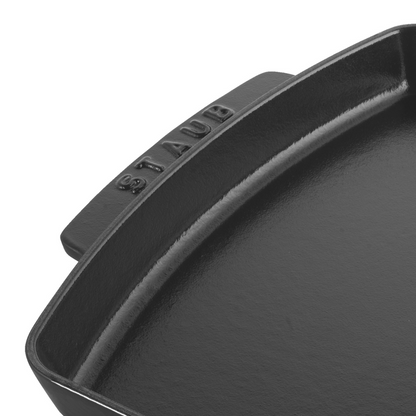 Rectangular Serving Dish With Wood Base, Black Matte