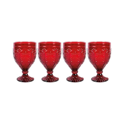 Trestle Glassware Goblets Red, Set Of 4