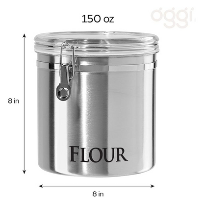 Stainless Steel Jumbo 8"  "FLOUR" Clamp Canister