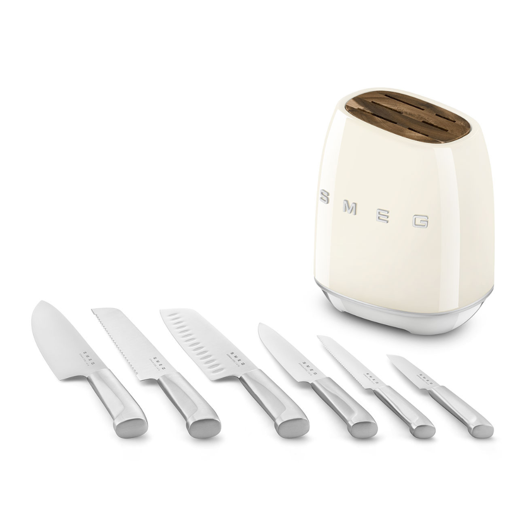 Cream 7-Piece Knife Block Set