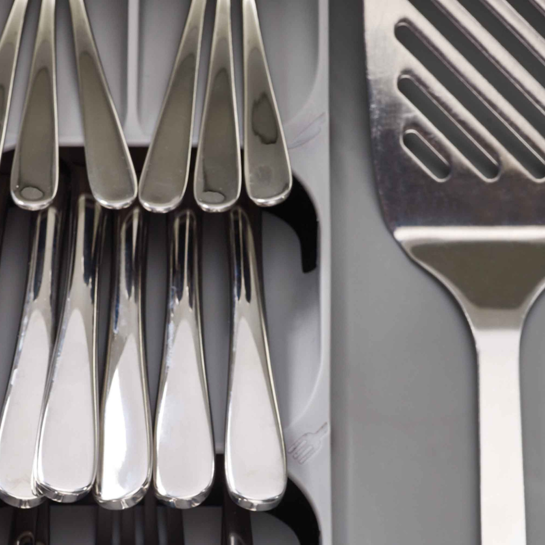 DrawerStore™ Grey Cutlery, Utensil & Gadget Organizer