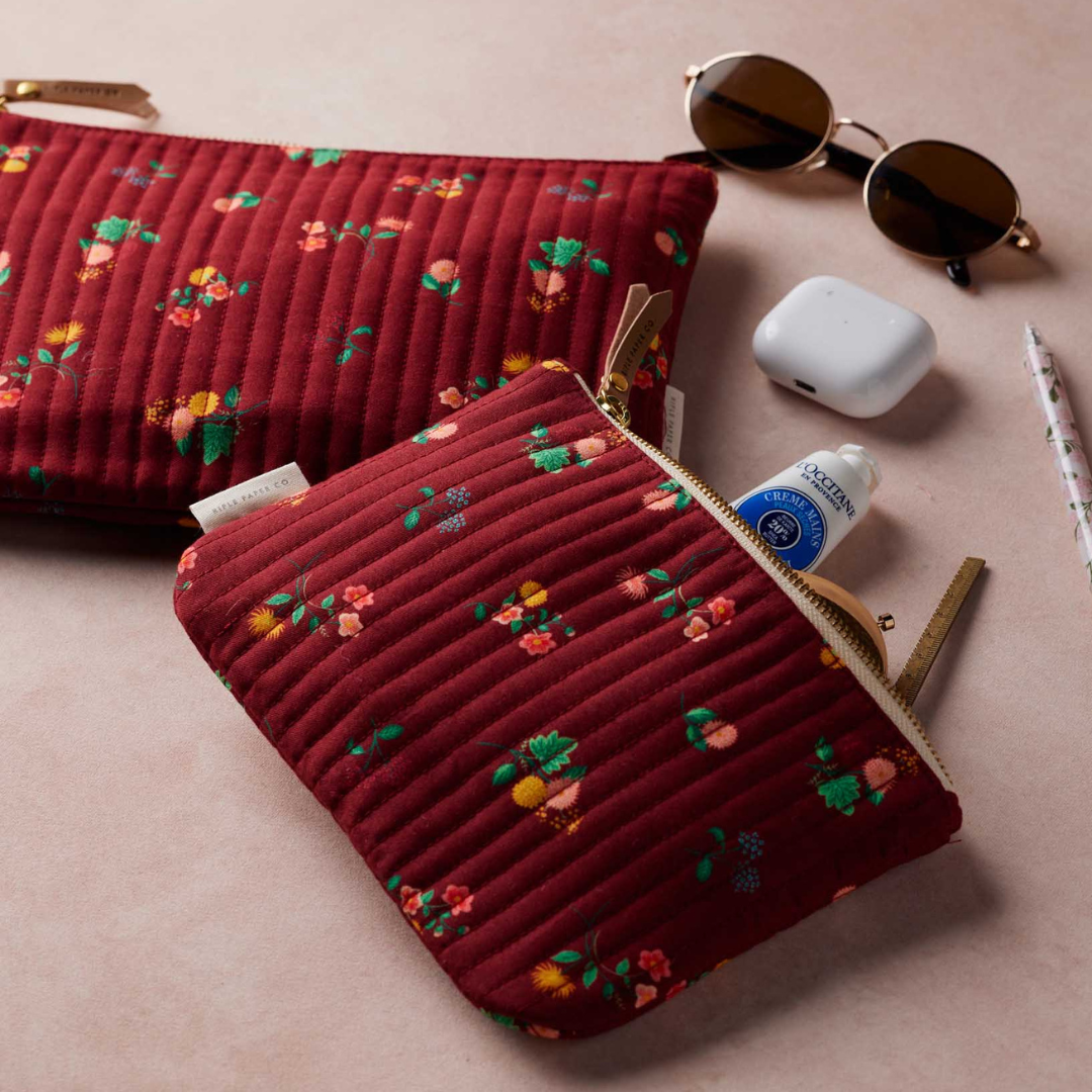 Ditsy Dahlia Quilted Pouch Set