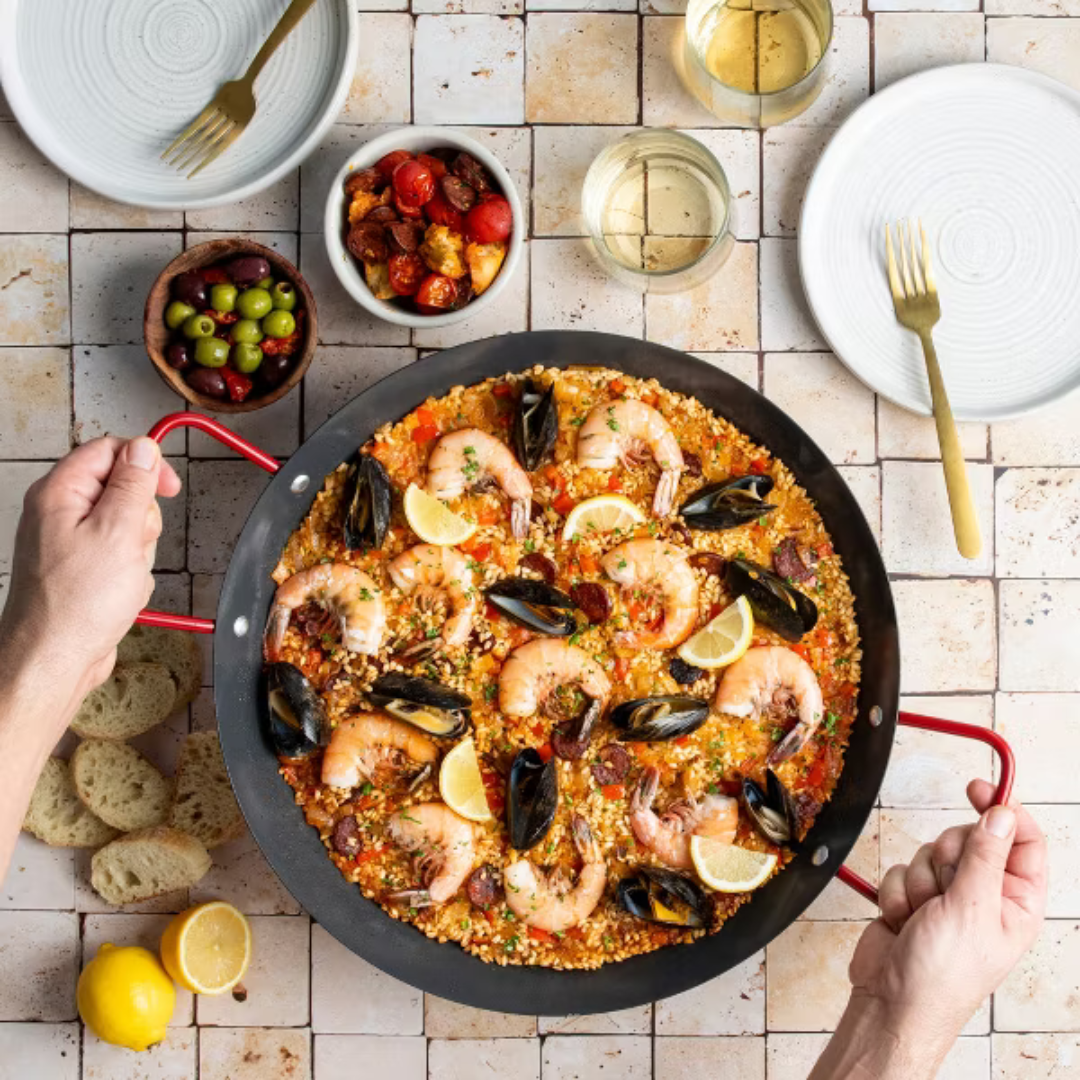 Paella Pan with Red Handles