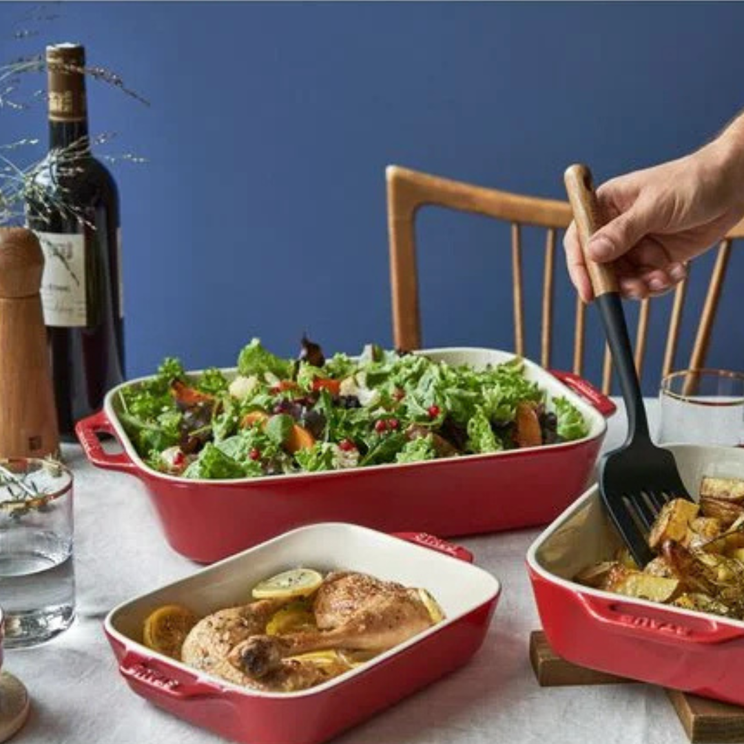 Staub Ceramic Rectangular Baking Dish 3 Piece Set - Cherry