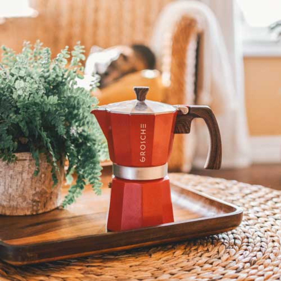 MILANO Stovetop Espresso Maker, Moka Pot - 6 Cup Red