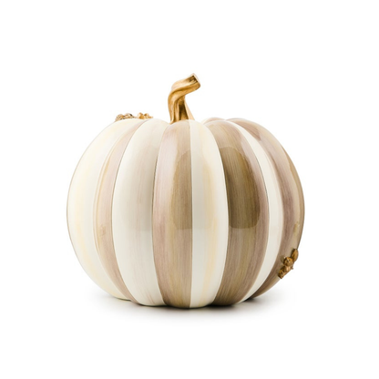 Mocha Stripe Floral Garland Pumpkin