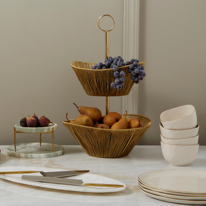 Gold Rhythm Wire 2-Tier Basket