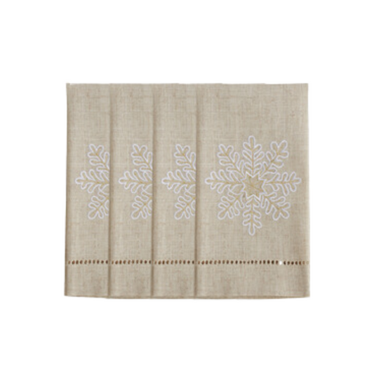 Embroidered and Hemstitched Christmas Snowflake Guest Towel