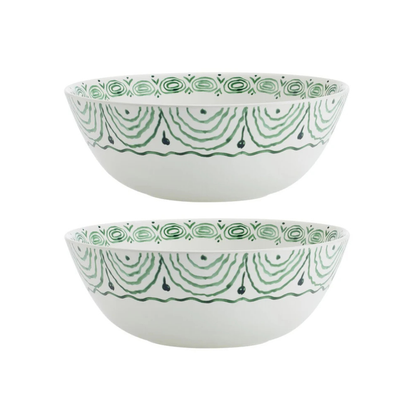 Sicily Green Set of 2 Serving Bowls with Salt & Pepper Set