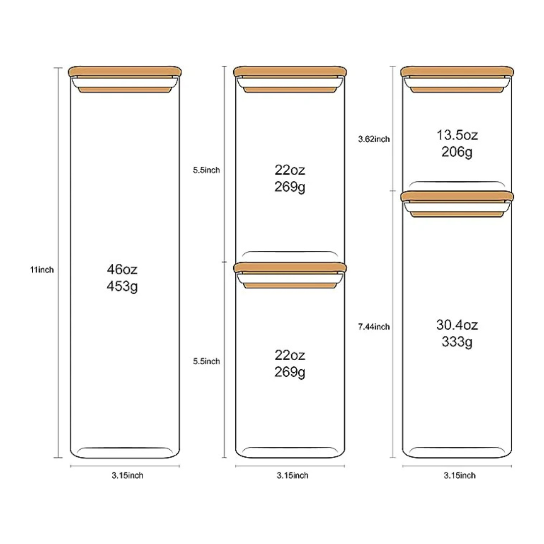 Frascos de vidrio para almacenar alimentos con tapas de bambú: juego de 10 piezas