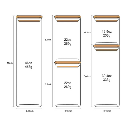 Frascos de vidrio para almacenar alimentos con tapas de bambú: juego de 10 piezas