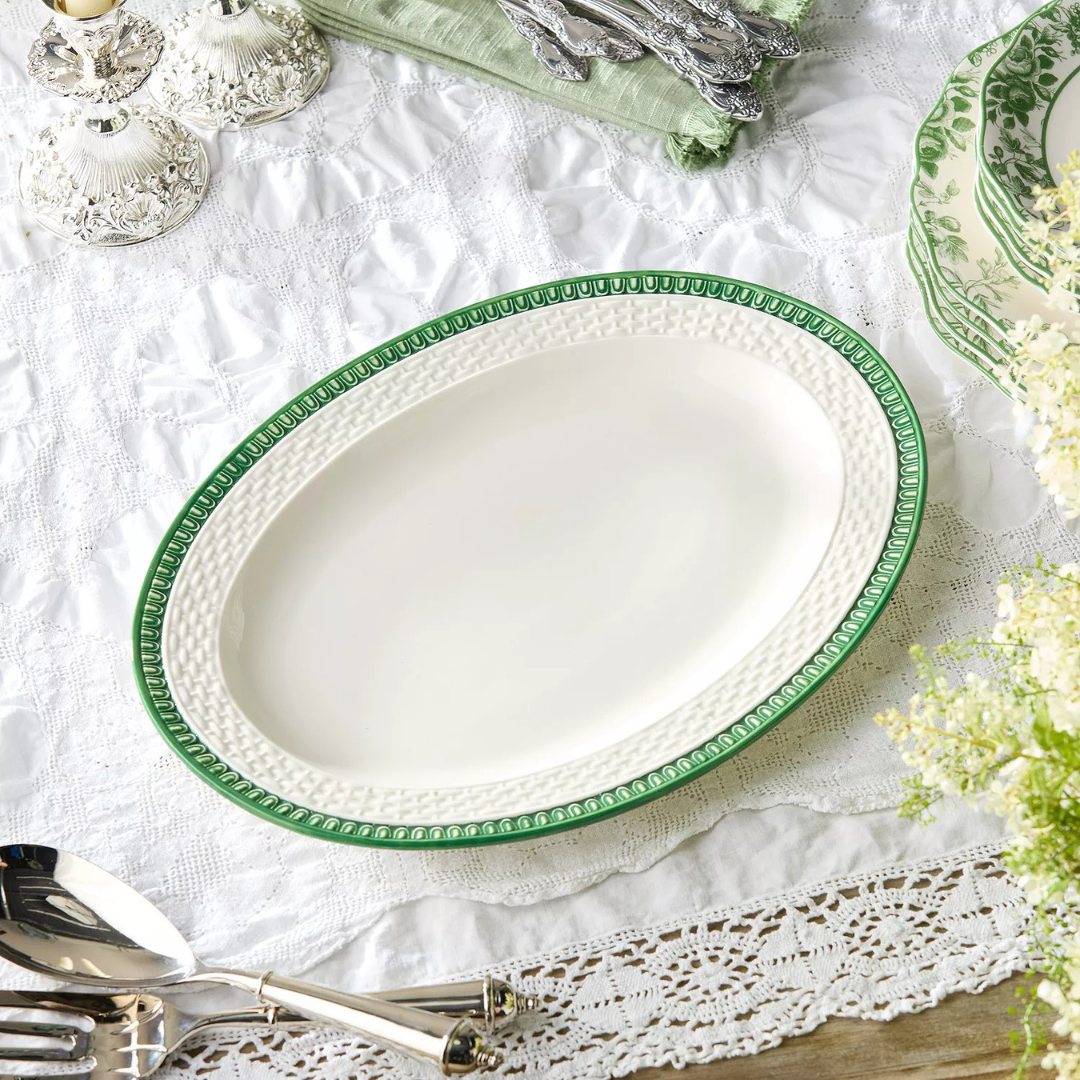 Le Jardin Embossed Rattan Oval Platter 16 x 12in