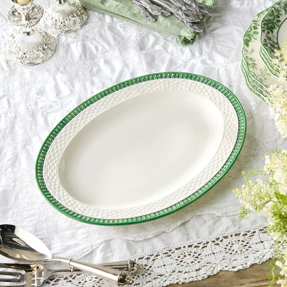 Le Jardin Embossed Rattan Oval Platter 16 x 12in