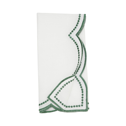 Embroidered Polka Dot Napkin W/ Scalloped Borde Set of 4