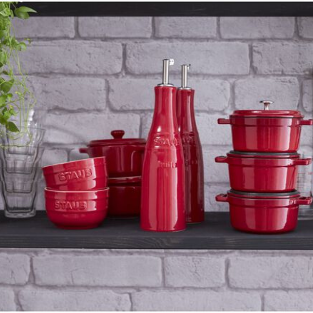 2 Piece Ceramic Oil and Vinegar Set - Cherry