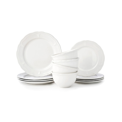 Madison White Stoneware 12 Piece