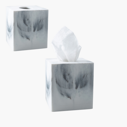 Michaelangelo Tissue Box White/Grey Marble