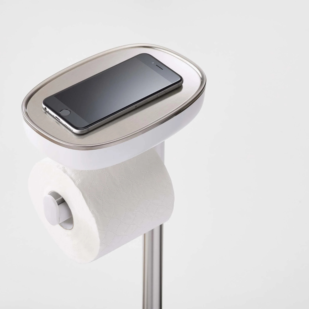 EasyStore™ Plus Stainless-steel Toilet Roll Holder with Toilet Brush