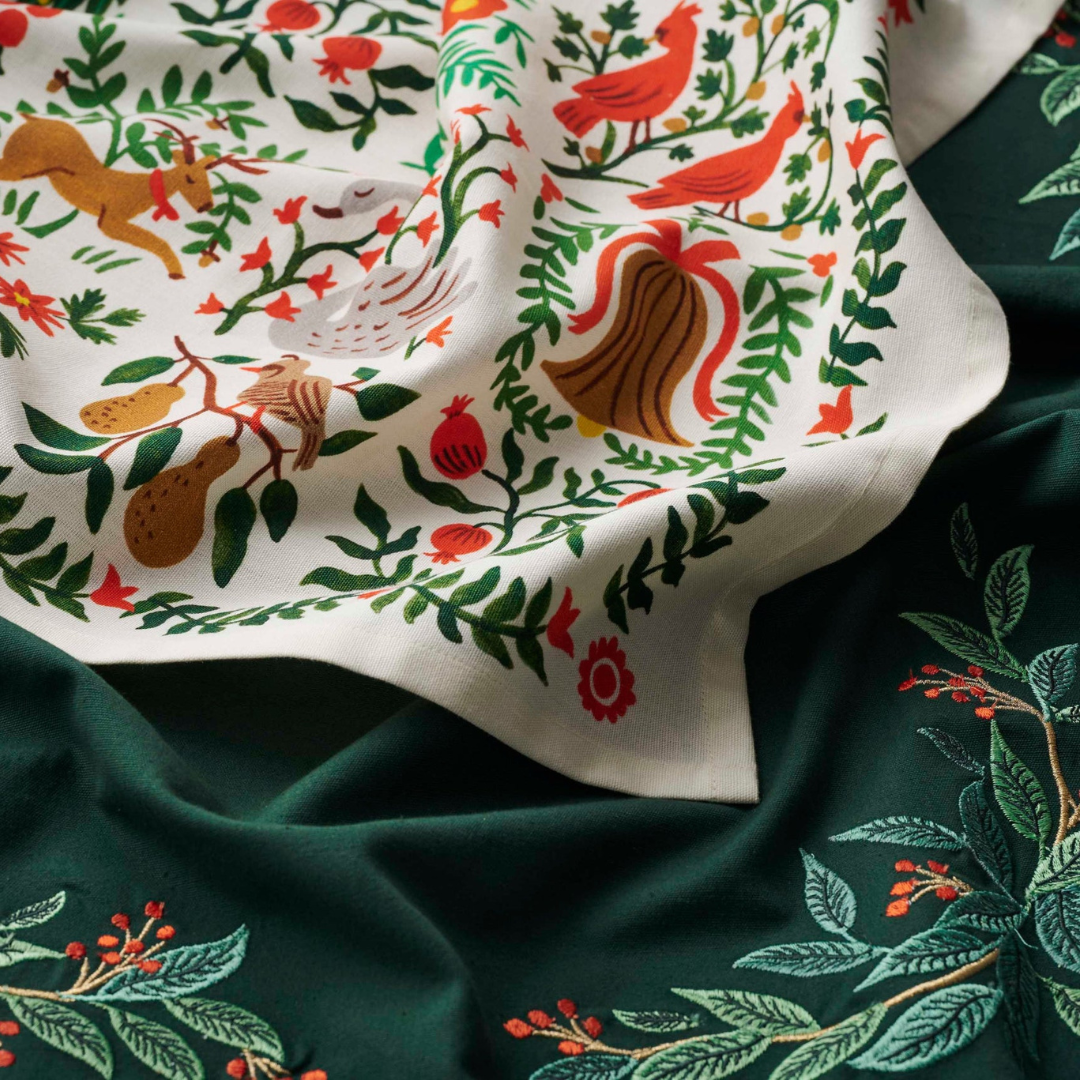 Willowberry Embroidered Holiday Tea Towel