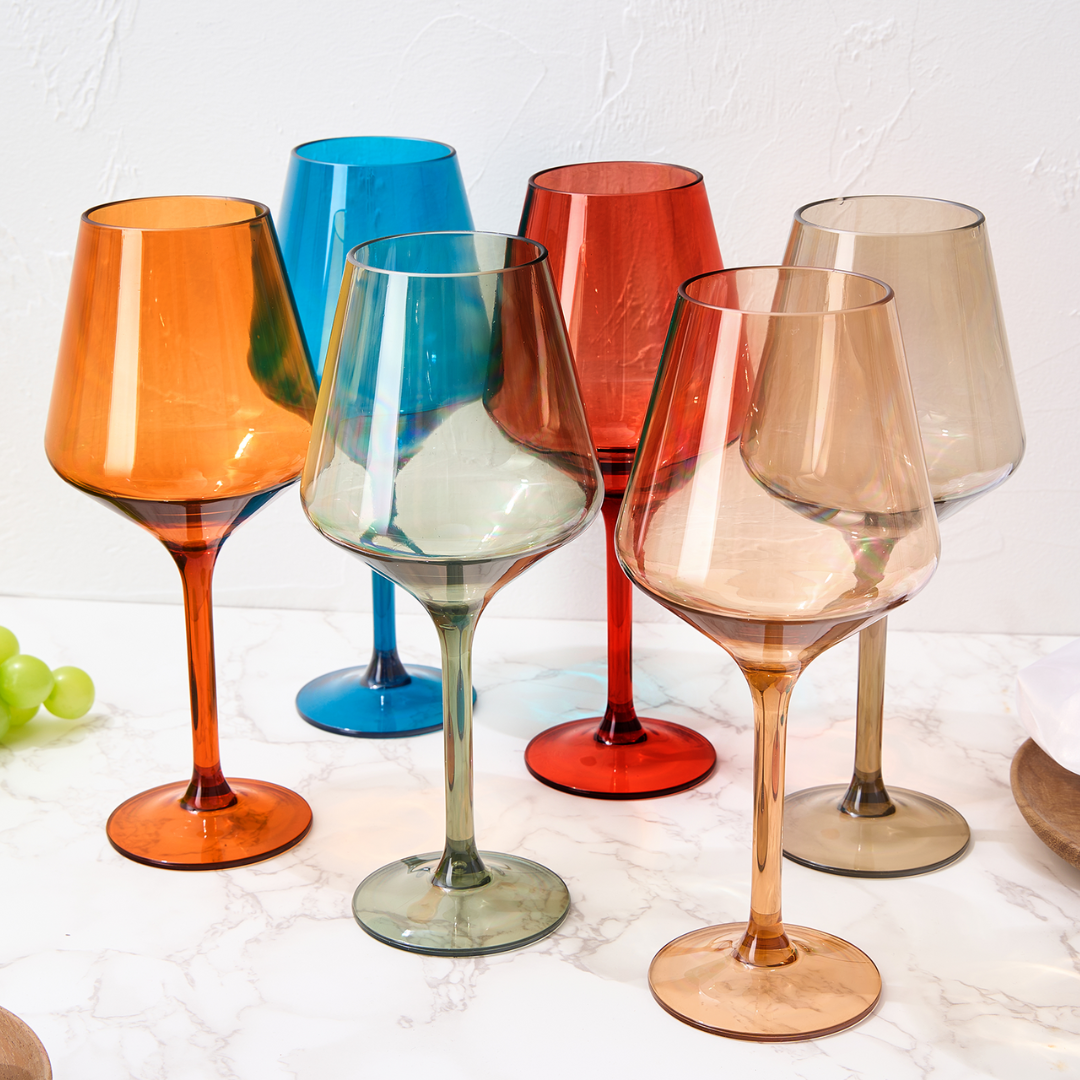 Set of 6 European-style crystal wine glasses