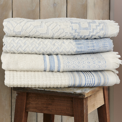 Lisbon Hand Towel - Blue- Natural