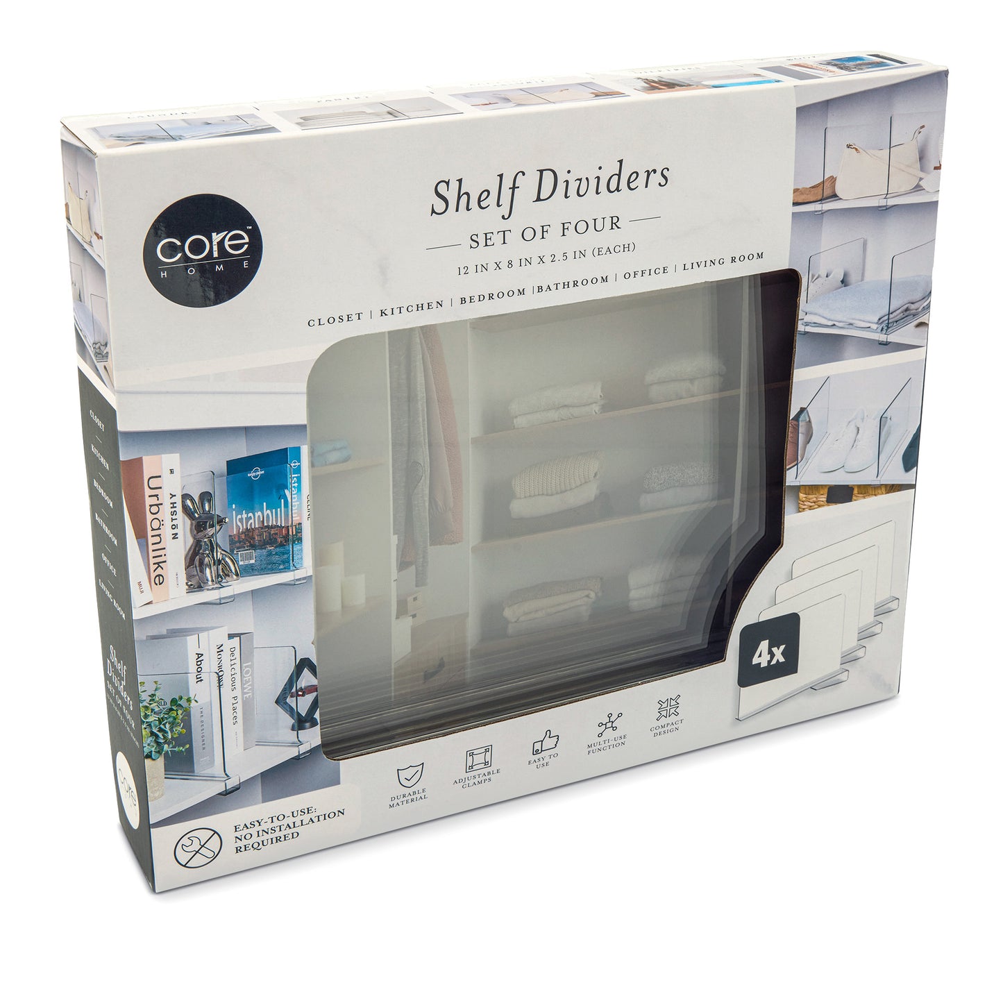 Set Of 4 Plastic Shelf Dividers