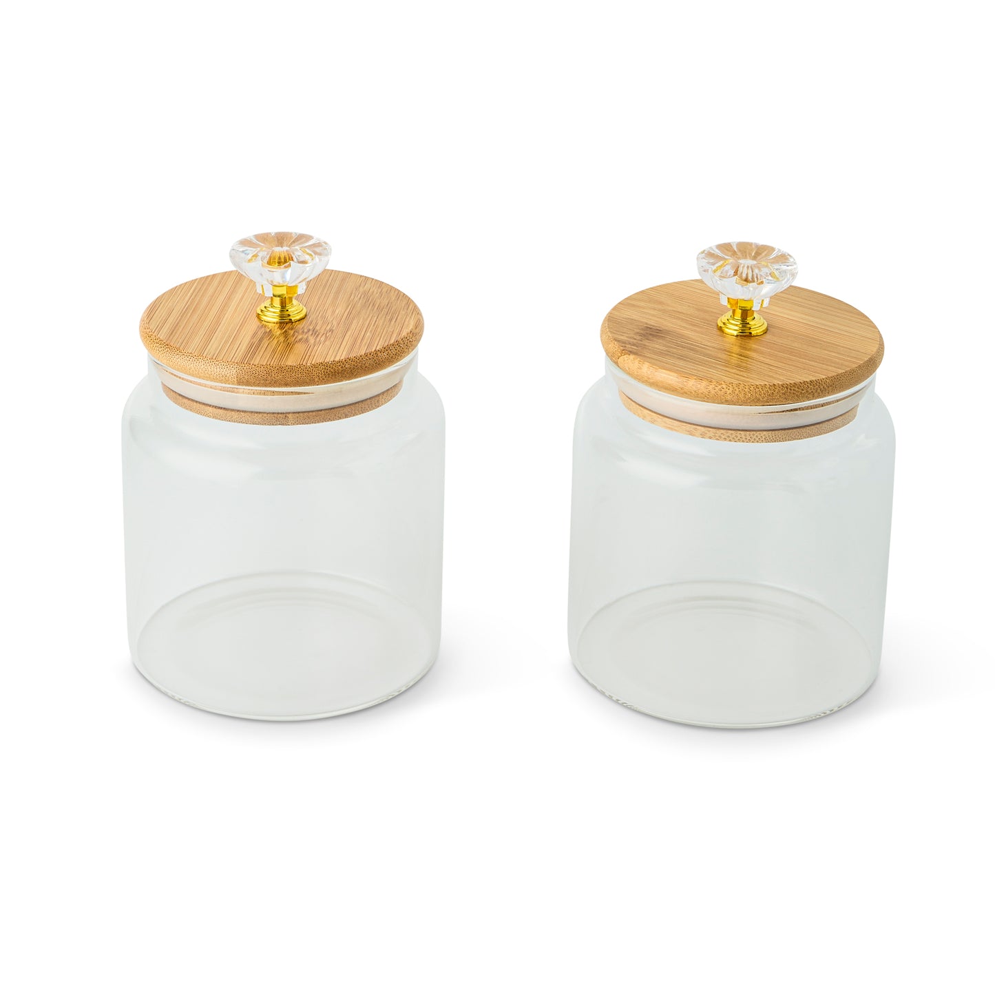 2Pk 16.09oz Glass Jar W/ Bamboo Jewel Pull Lid