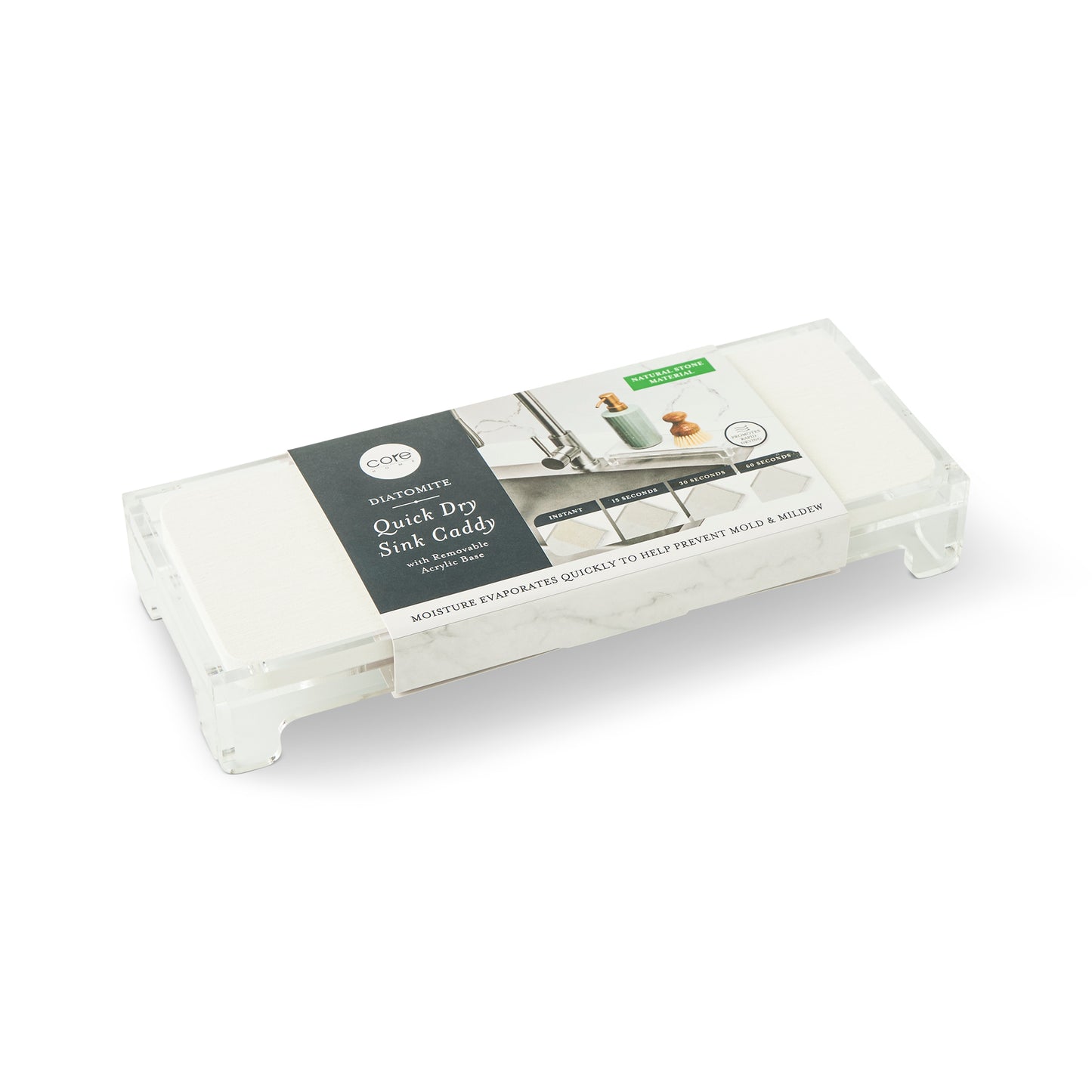Diatomite Quick Dry Sink Caddy Whi Removable Acrylic Base