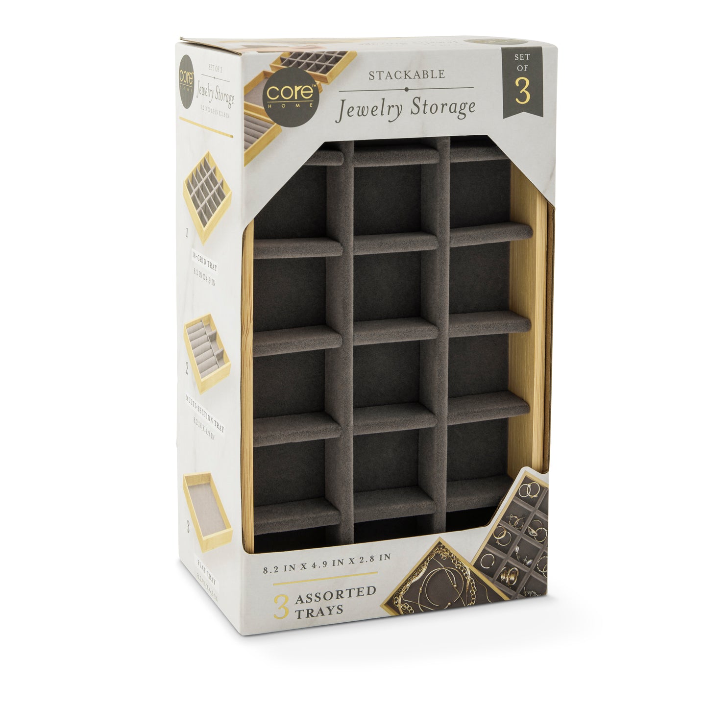 3Pc Jewelry Storage Org Set Graphite