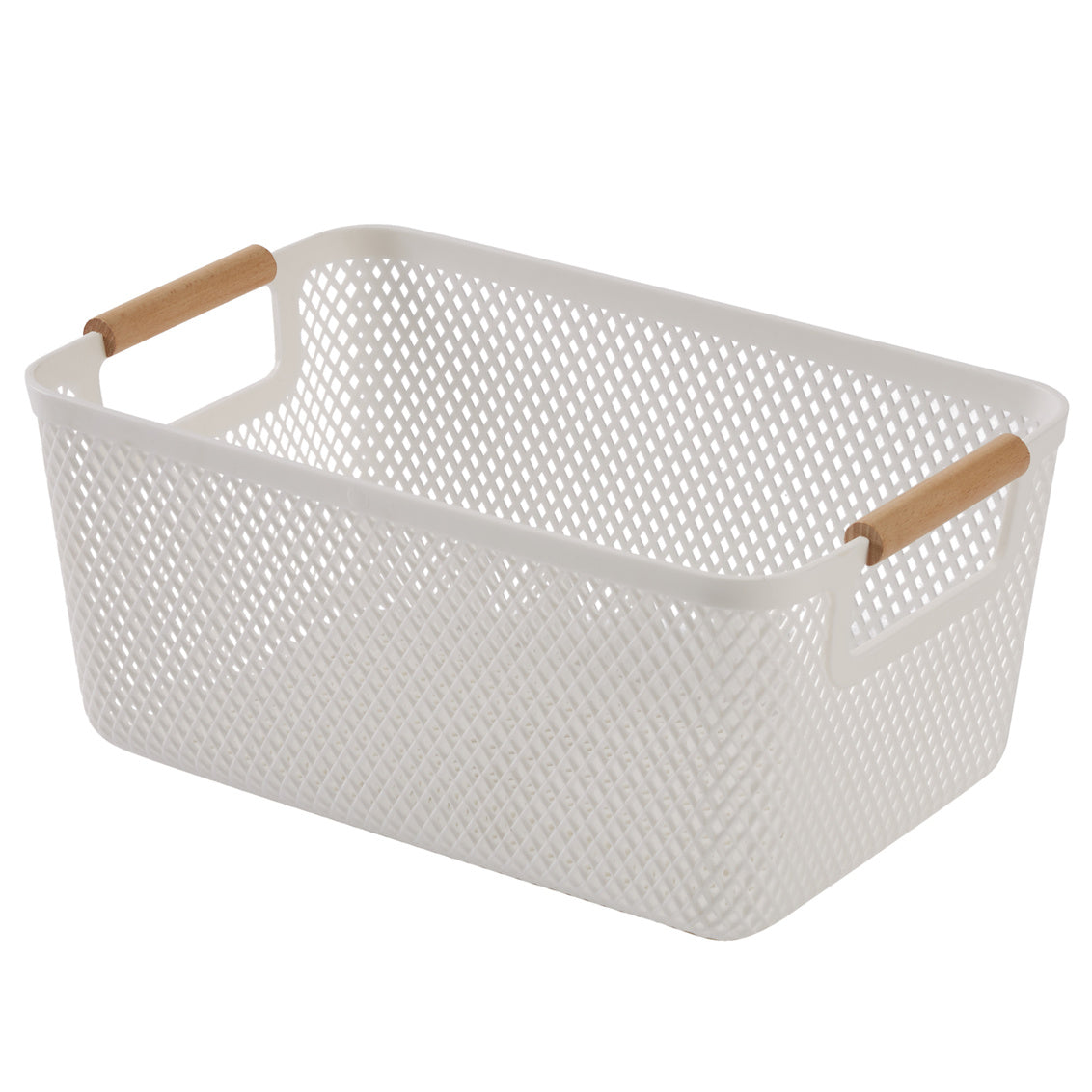 N&T Malla PP Basket with Wooden Handle White Medium