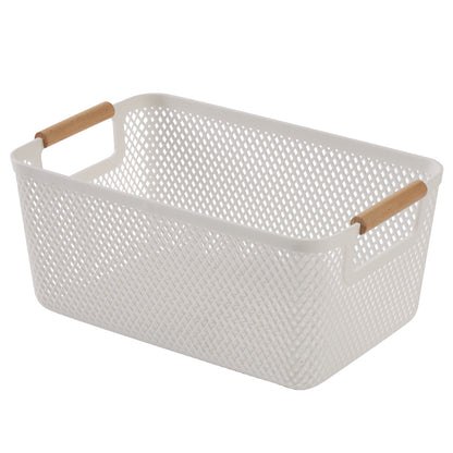 N&T Malla PP Basket with Wooden Handle White Medium