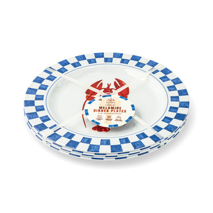 4Pk 11" Melamine Dinner Plates Lobster Check