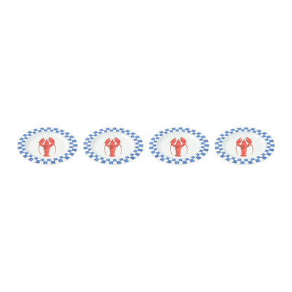 4Pk 8.5 Melamine Salad Plates Lobster Check
