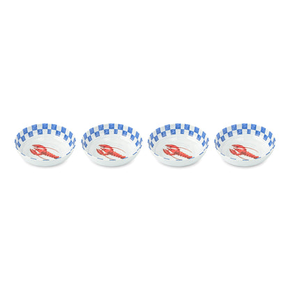 4Pk Melamine Dinner Bowls Lobster Check