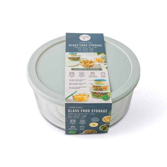 4Pc Round Glass Food Storage Set