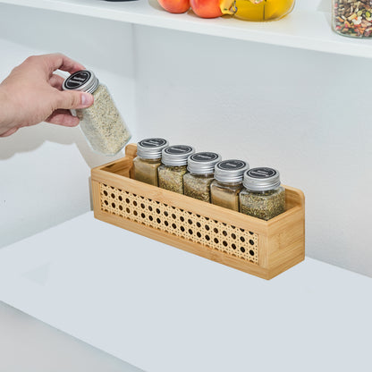 Bamboo W/Rattaan Spice Rack
