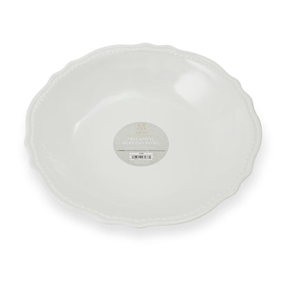 Dotted Ruffle Edge Melamine Serving Bowl White