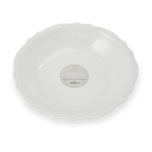 Dotted Ruffle Edge Melamine Serving Bowl White