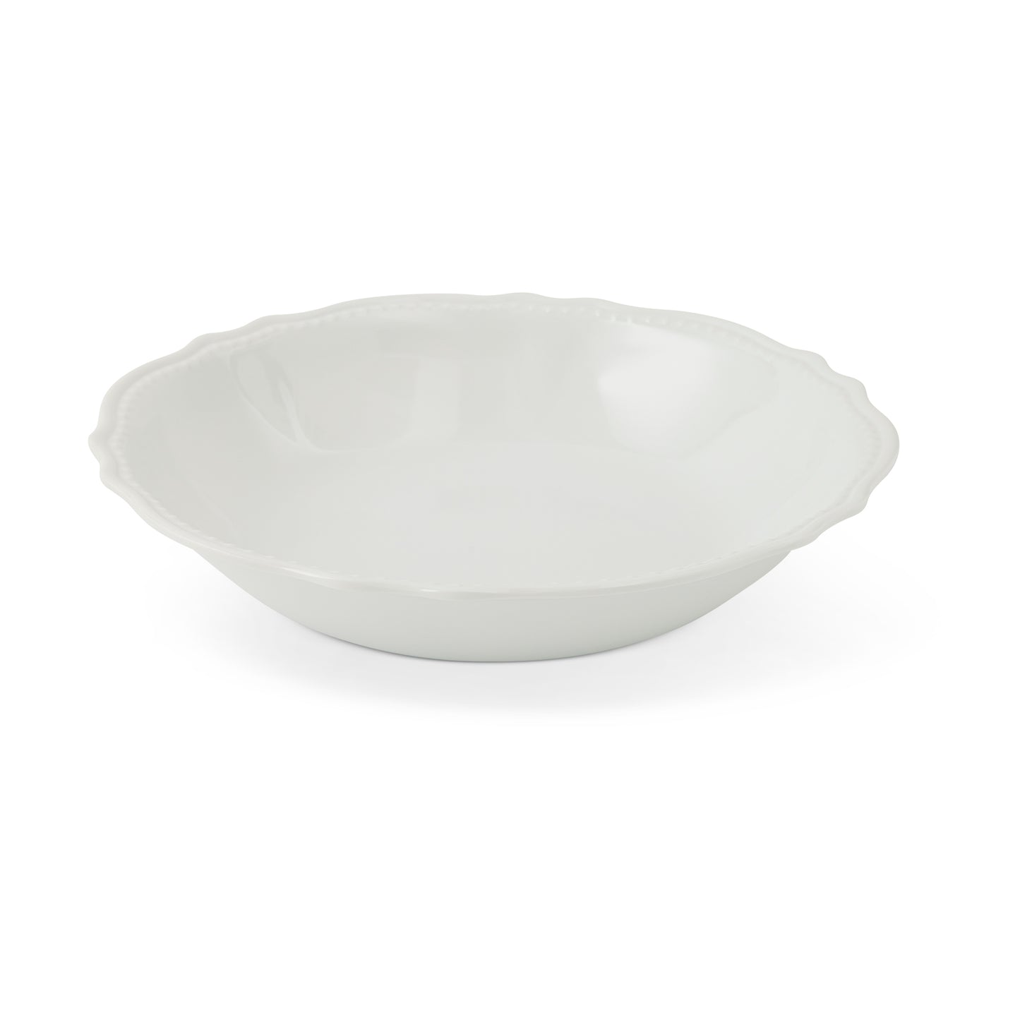 Dotted Ruffle Edge Melamine Serving Bowl White