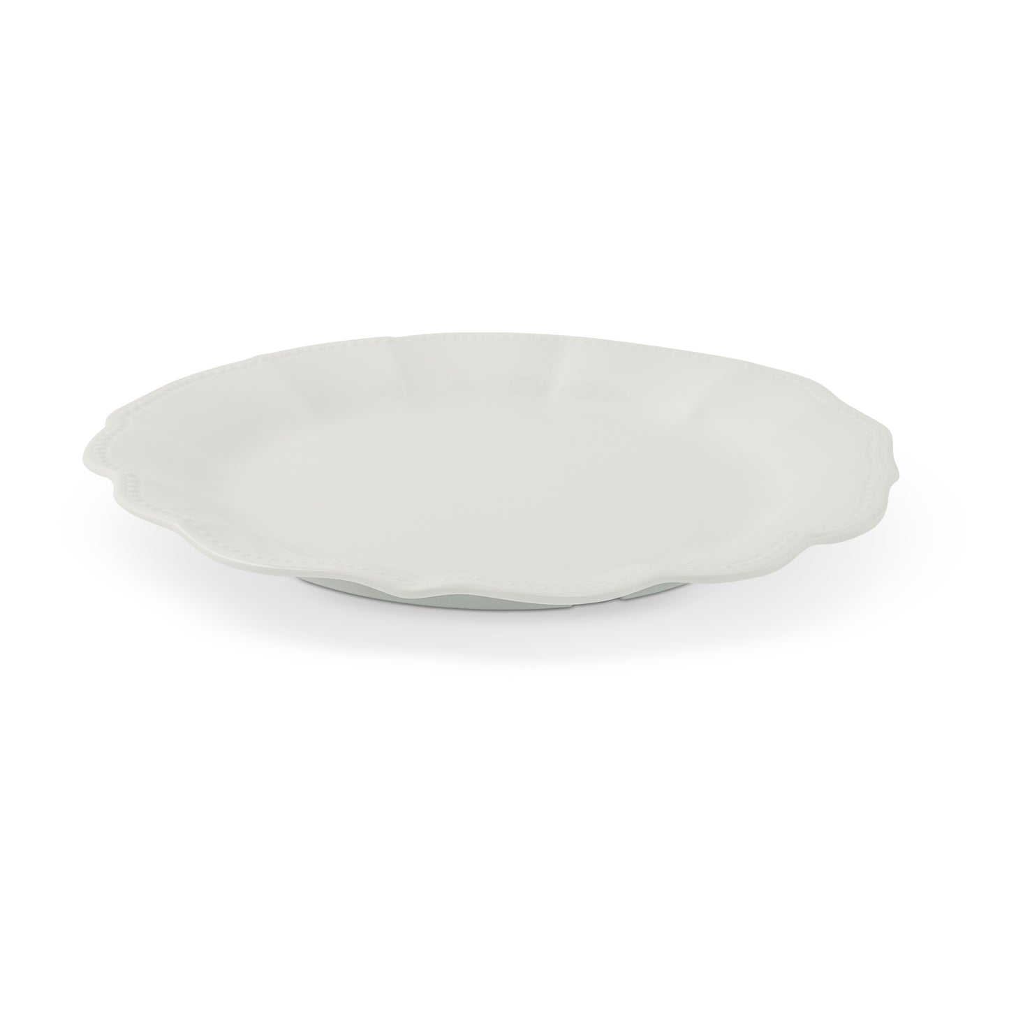 4Pk Dotted Ruffle Edge Melamine Dinner Platte White