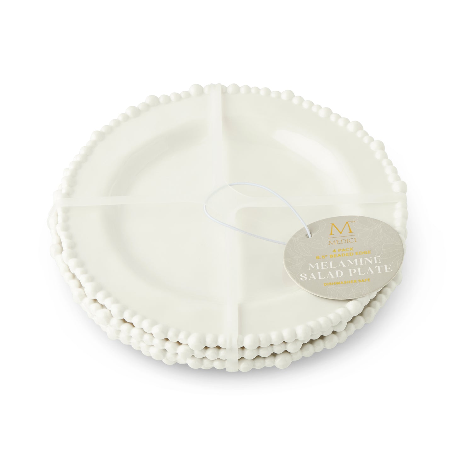 4Pk 8.5 Beaded Edge Salad Plate White