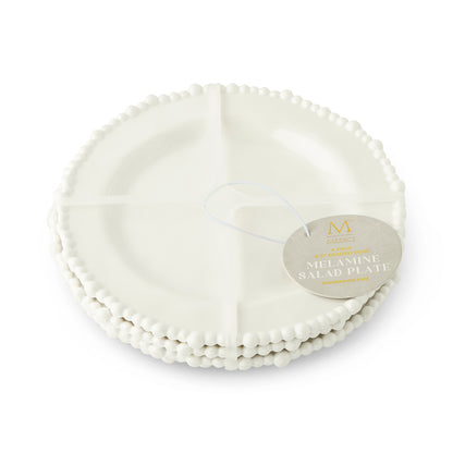 4Pk 8.5 Beaded Edge Salad Plate White