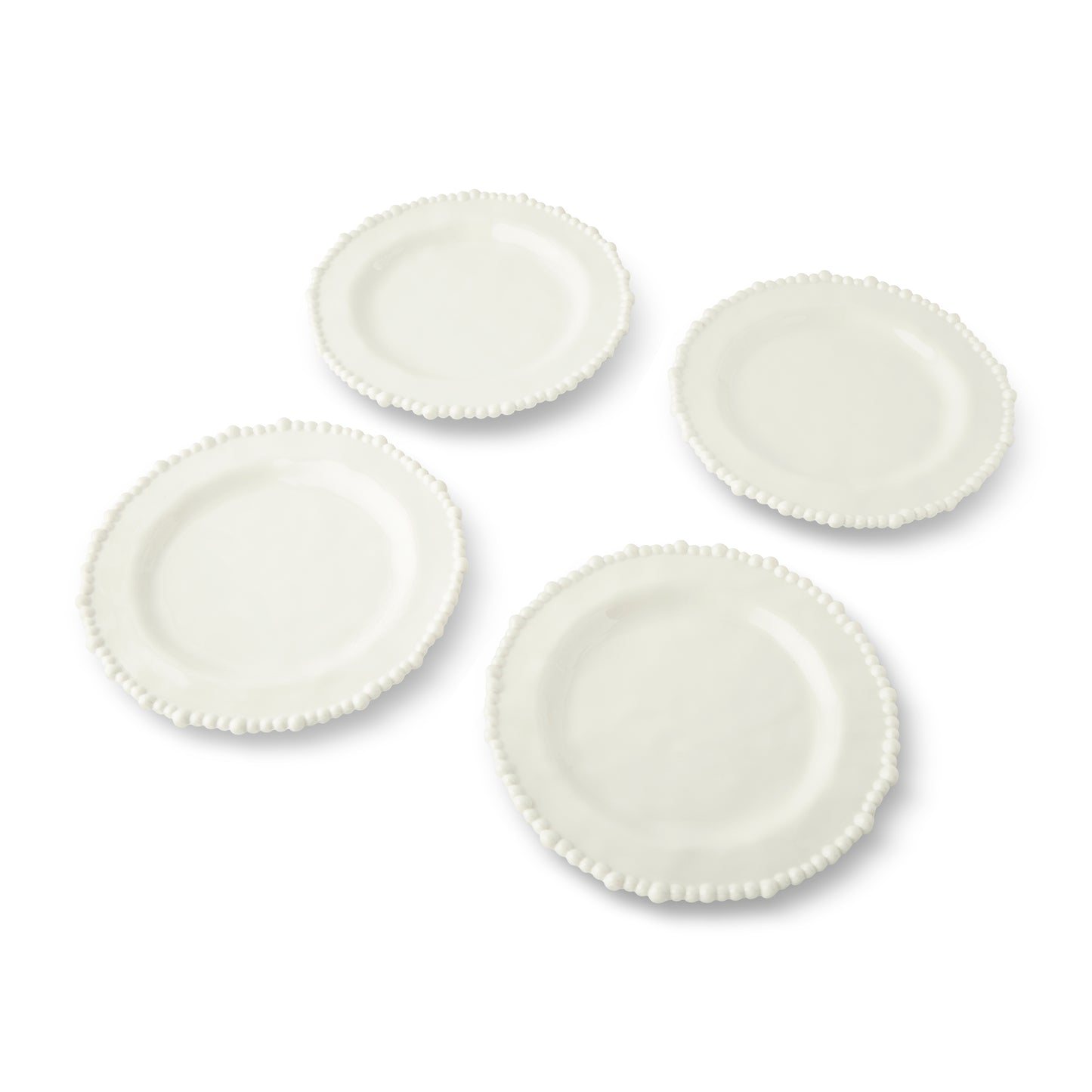4Pk 10.5" Beaded Edge Dinner Plates White