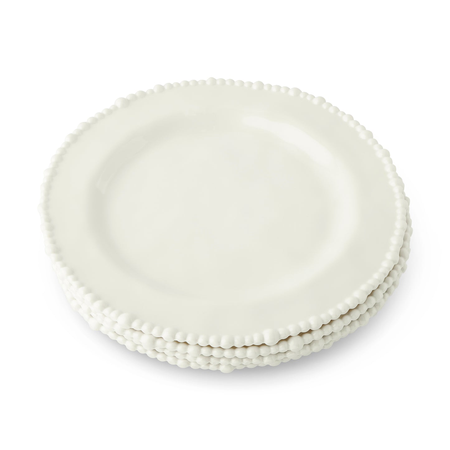 4Pk 10.5" Beaded Edge Dinner Plates White