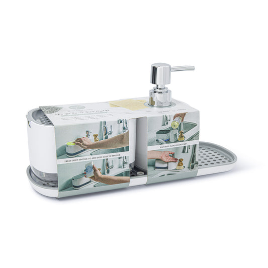 Soap Dispensing Sponge Saver And Soap Pump Sink Caddy WHT/OV