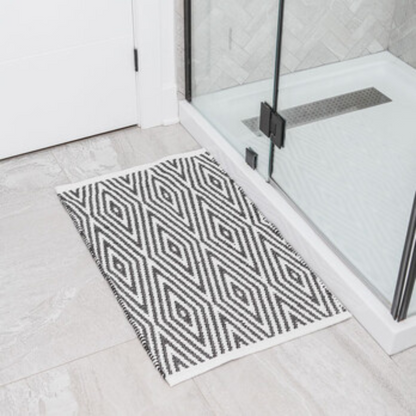 Oxford Bath Mat Cotton Black/White 20" x 32" Gsm 1720