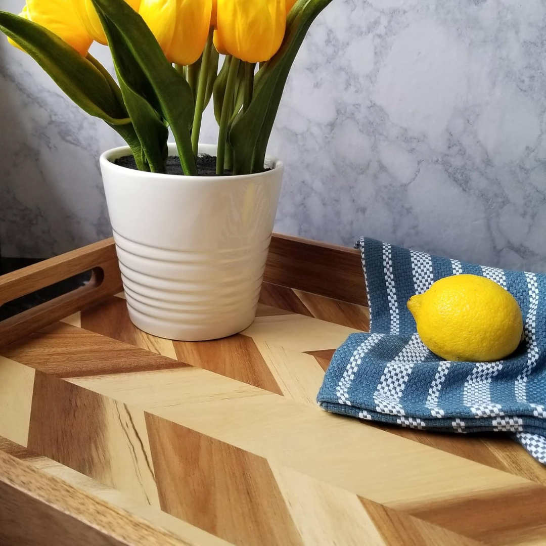 Acacia Herringbone Serving Tray