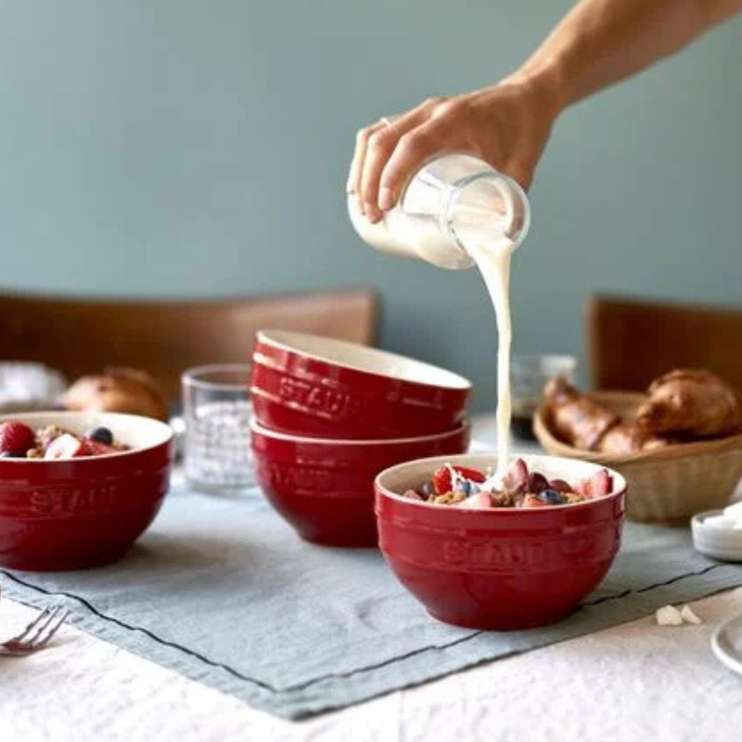 Staub Ceramic 6.5-Inch Large Universal Bowl Set of 2, Cherry